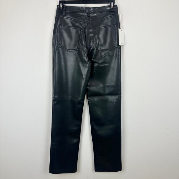 Aritzia Wilfred The Melina Pant High Waist Vegan Leather Straight Black US 2 NWT - Picture 11 of 11